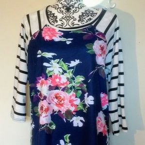 Hi lo floral and striped tunic sz 2x
